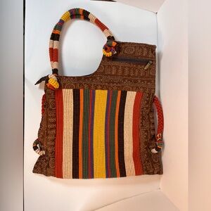 Women’s Hippie Boho Chic Hobo Handbag Shoulder Bag Knit Embroidery Size Large